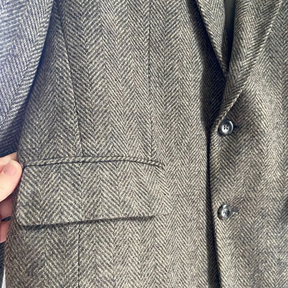 Vintage Jordache Gray Tweed Herring Bone Sport Coat 40R